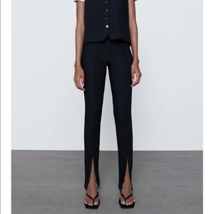 Zara slit ribbed black leggings